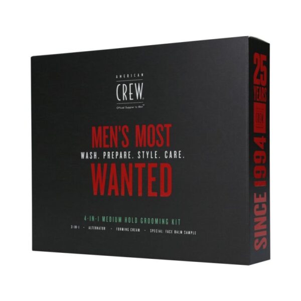 American Crew Men's Most Wanted 4-in-1 Medium Hold Grooming Kit (3-in-1 Shampoo, Conditioner & Body Wash 250ml, Alternator 100ml, All-in-One Face Balm 74ml & Forming Cream 50gr)