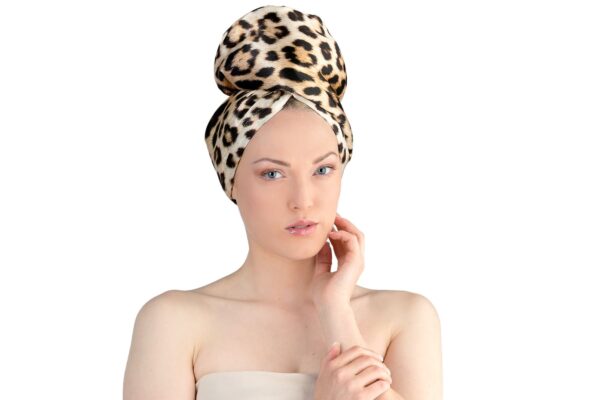 La Cocona Luxury Satin Hair Towel Wrap - Leopard