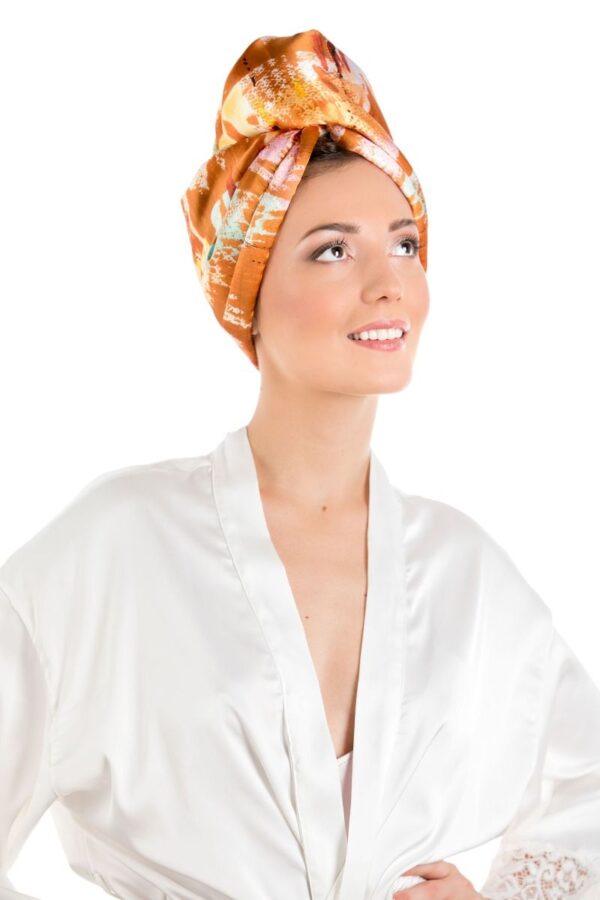 La Cocona Luxury Satin Hair Towel Wrap - Sahara