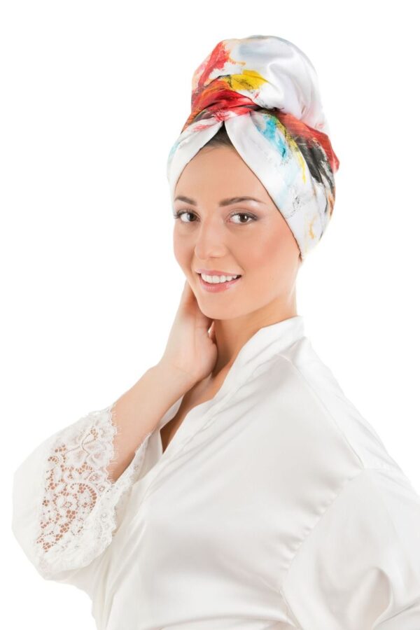 La Cocona Luxury Satin Hair Towel Wrap - White Artist